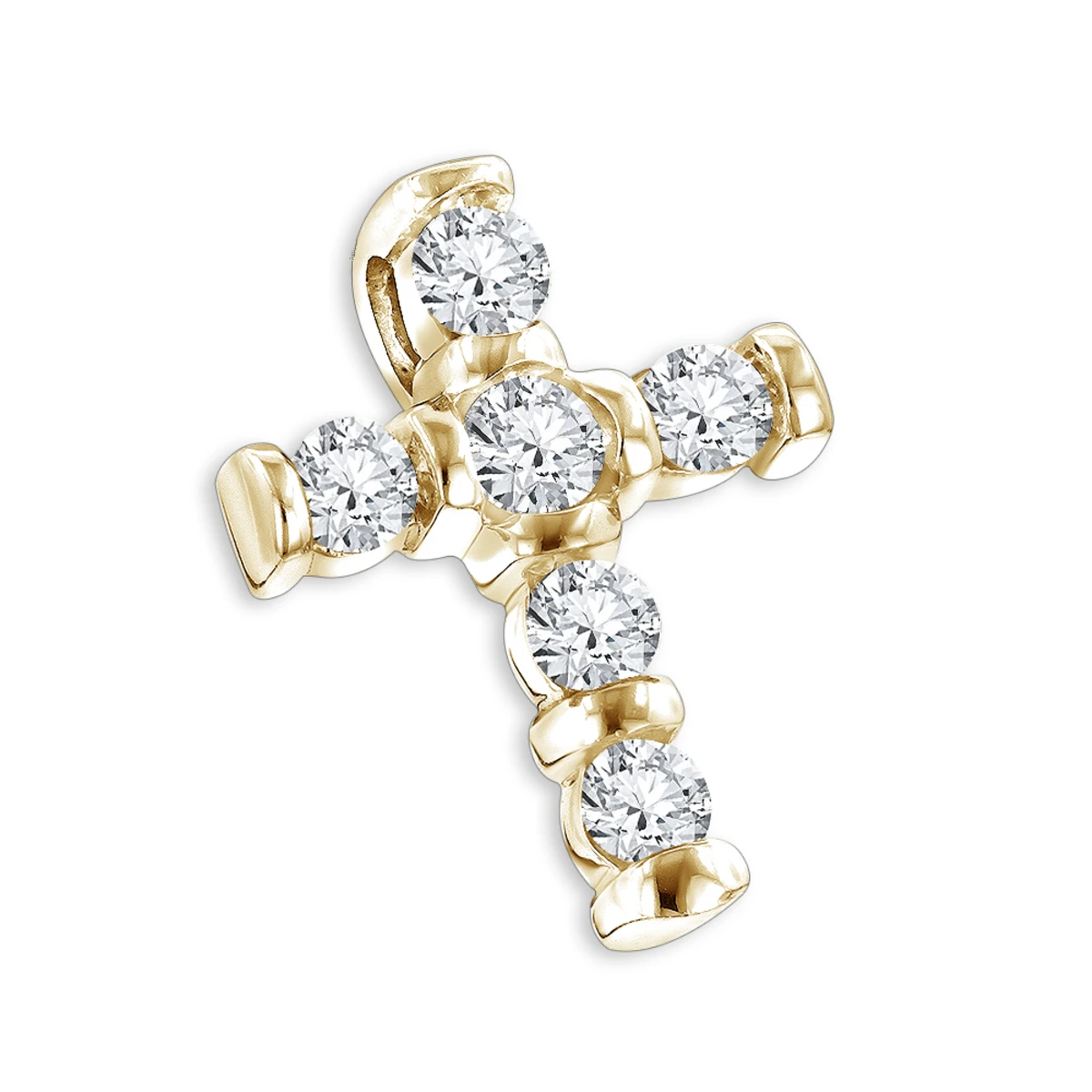 14K White Gold Round Diamond Cross Pendant 0.30ct 10.3mm 2 14K White Gold Round Diamond Cross Pendant 0.30ct 10.3mm - Image 2