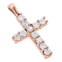 14K White Gold Round Diamond Cross Pendant 0.33ct 10mm -Luxurman 14k gold round diamond cross pendant 033ct p 26500 ro