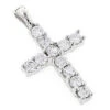 14K White Gold Round Diamond Cross Pendant 0.33ct 10mm