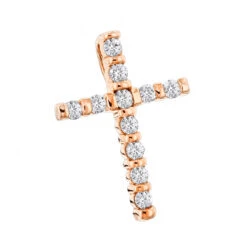 14K Yellow Gold Round Diamond Cross Pendant 0.33ct 14mm -Luxurman 14k gold round diamond cross pendant 033ct p 26547 ro