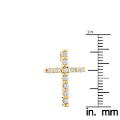 14K Yellow Gold Round Diamond Cross Pendant 0.33ct 14mm -Luxurman 14k gold round diamond cross pendant 033ct p 26547 rulerye