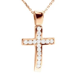 14K White Gold Round Diamond Cross Pendant 0.48ct -Luxurman 14k gold round diamond cross pendant 048ct p 26519 rose 20221011 20221027