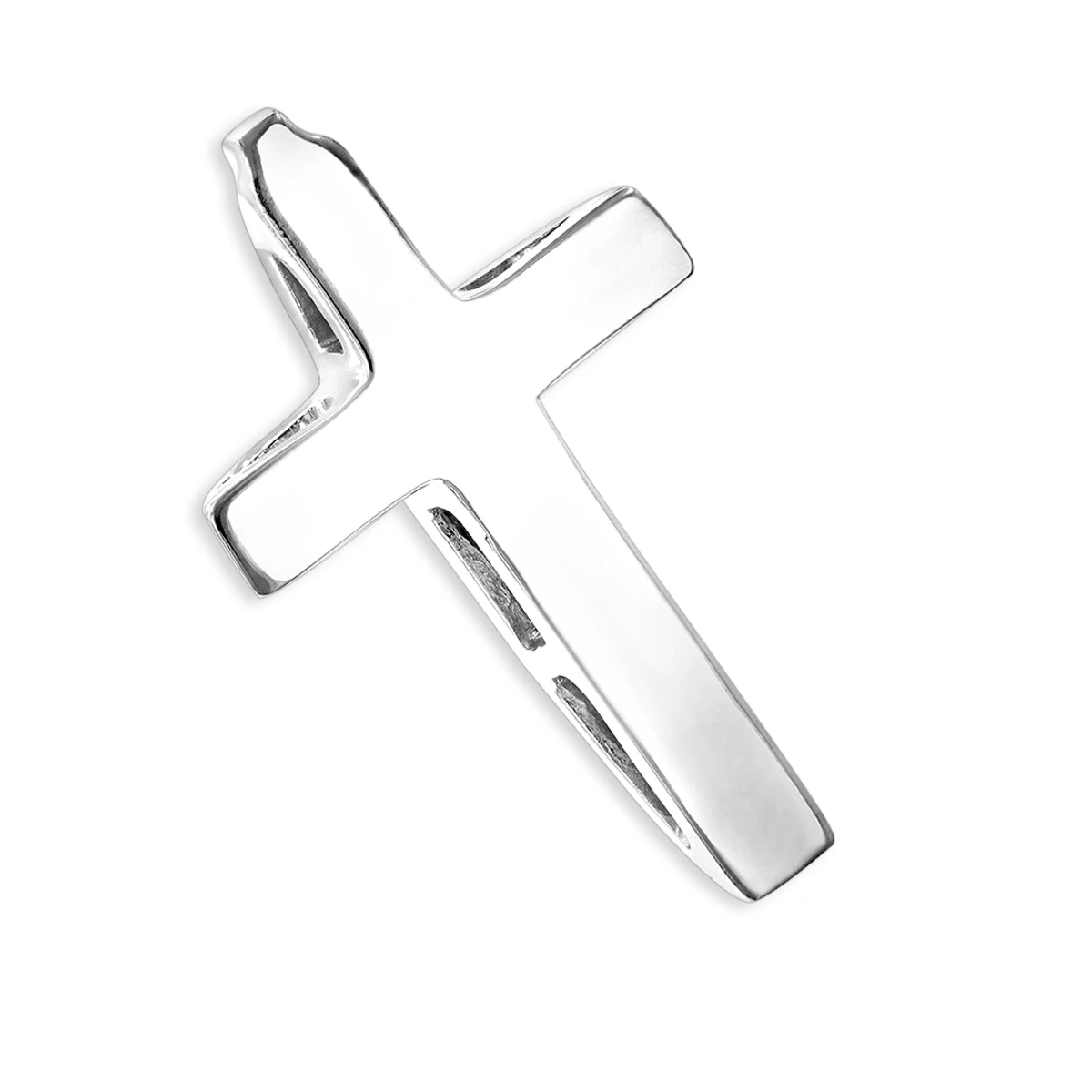 14K White Gold Round Diamond Cross Pendant By Luxurman 0.59ct 4 14K White Gold Round Diamond Cross Pendant By Luxurman 0.59ct - Image 4