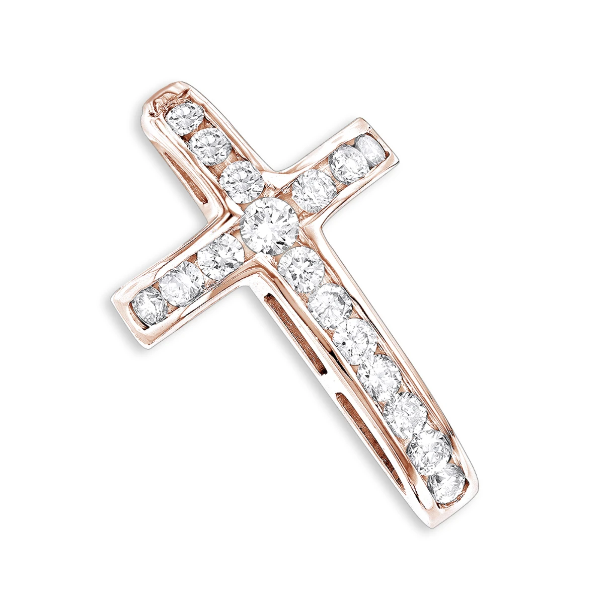 14K White Gold Round Diamond Cross Pendant By Luxurman 0.59ct 3 14K White Gold Round Diamond Cross Pendant By Luxurman 0.59ct - Image 3