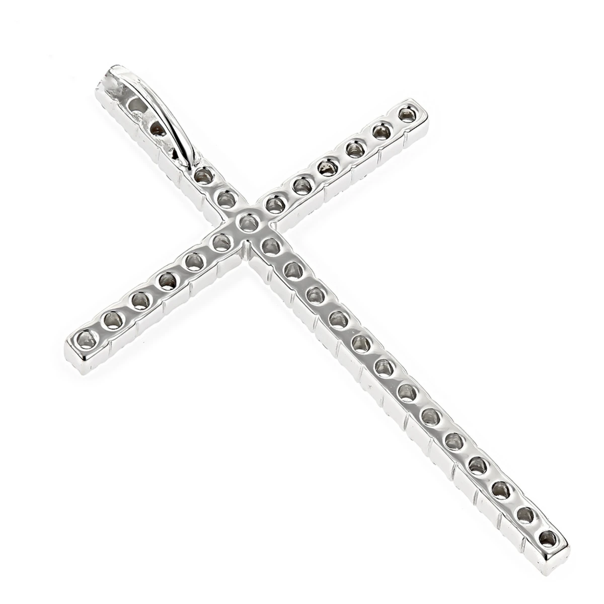 14K White Gold Round Diamond Cross Pendant 0.72ct 4 14K White Gold Round Diamond Cross Pendant 0.72ct - Image 4
