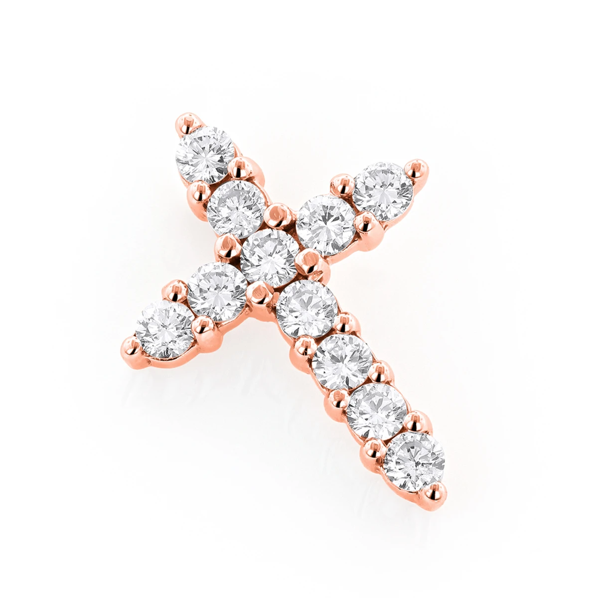 Small 14K White Gold Round Diamond Cross Pendant For Women 1 Carat 3 Small 14K White Gold Round Diamond Cross Pendant For Women 1 Carat - Image 3