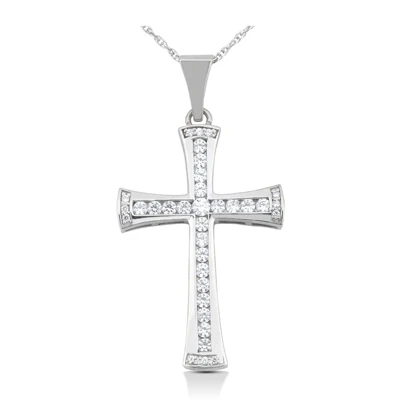 14K White Gold Round Diamond Cross Pendant 1.27ct 1 14K White Gold Round Diamond Cross Pendant 1.27ct