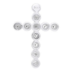 14K Yellow Gold Round Diamond Cross Pendant 1.32ct 24mm -Luxurman 14k gold round diamond cross pendant 132ct p 26520 backwh