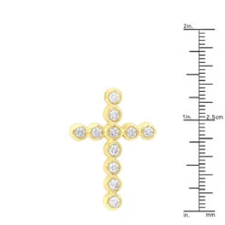 14K Yellow Gold Round Diamond Cross Pendant 1.32ct 24mm -Luxurman 14k gold round diamond cross pendant 132ct p 26520 rulerye