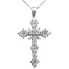 14K White Gold Round Diamond Cross Pendant 1.81ct