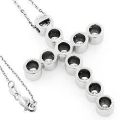 Large 14K Yellow Gold Round Diamond Cross Pendant For Men 2.75ct -Luxurman 14k gold round diamond cross pendant 275ct p 26515 backwh