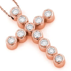 Large 14K Yellow Gold Round Diamond Cross Pendant For Men 2.75ct -Luxurman 14k gold round diamond cross pendant 275ct p 26515 ro