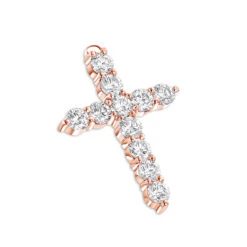 14K Yellow Gold Round Diamond Cross Pendant 3.30ct -Luxurman 14k gold round diamond cross pendant 330ct p 26505 ro