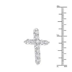14K Yellow Gold Round Diamond Cross Pendant 3.30ct -Luxurman 14k gold round diamond cross pendant 330ct p 26505 rulerwh