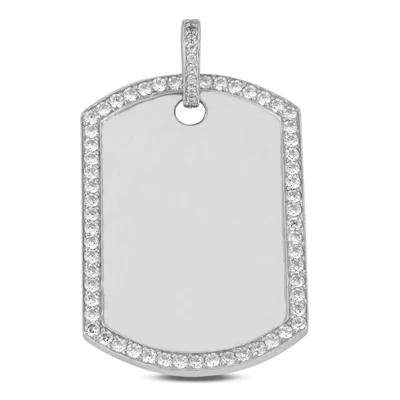 14K White Gold Round Diamond Dog Tag Pendant 1.36ct 1 14K White Gold Round Diamond Dog Tag Pendant 1.36ct