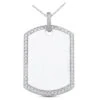 14K White Gold Round Diamond Dog Tag Pendant 1.55ct