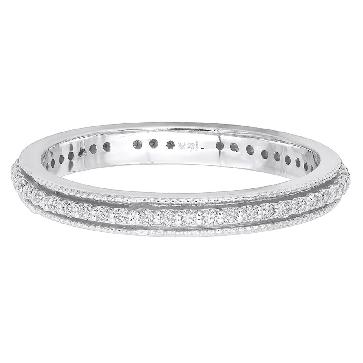 Thin 14K White Gold Round Diamond Eternity Band 0.38ct 4 Thin 14K White Gold Round Diamond Eternity Band 0.38ct - Image 4
