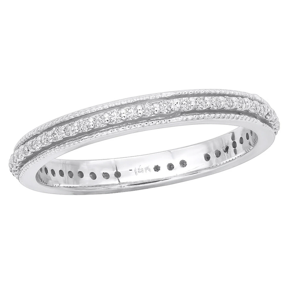 Thin 14K White Gold Round Diamond Eternity Band 0.38ct 1 Thin 14K White Gold Round Diamond Eternity Band 0.38ct
