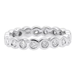 14K White Gold Round Diamond Eternity Band Bezel Set Diamonds 1.60ct -Luxurman 14k gold round diamond eternity band 160ct p 24839 backwh
