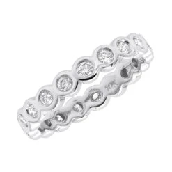 14K White Gold Round Diamond Eternity Band Bezel Set Diamonds 1.60ct