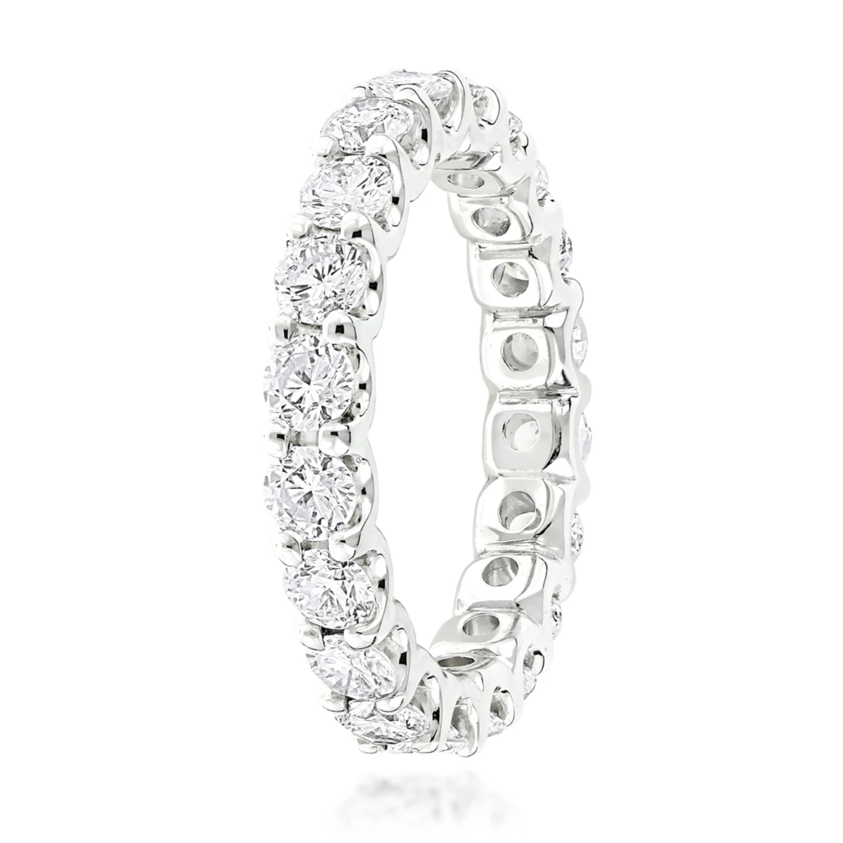 Thin 14K White Gold Round Diamond Eternity Band 2.10ct 4 Thin 14K White Gold Round Diamond Eternity Band 2.10ct - Image 4