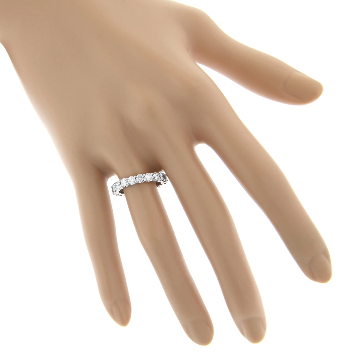 Thin 14K White Gold Round Diamond Eternity Band 2.10ct 5 Thin 14K White Gold Round Diamond Eternity Band 2.10ct - Image 5