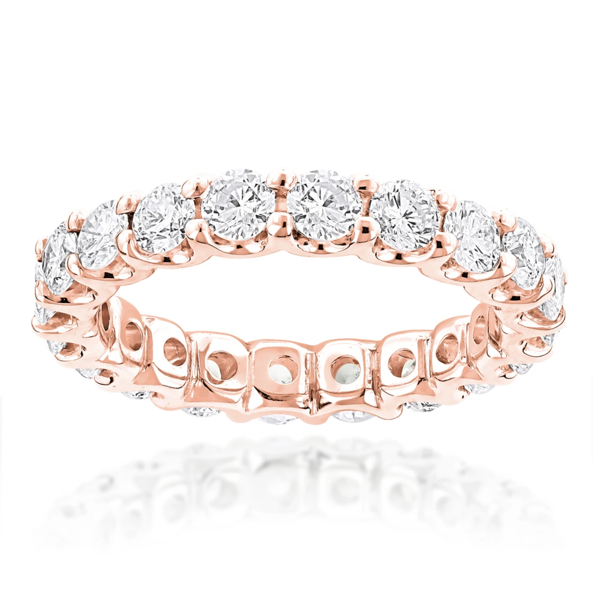 Thin 14K White Gold Round Diamond Eternity Band 2.10ct 3 Thin 14K White Gold Round Diamond Eternity Band 2.10ct - Image 3