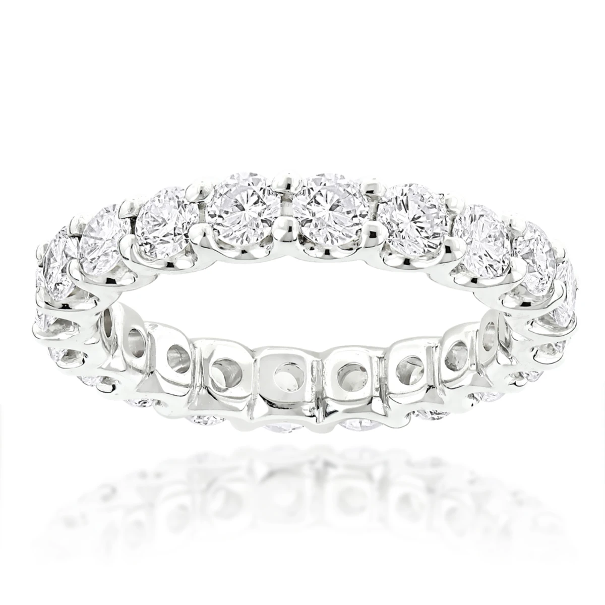 Thin 14K White Gold Round Diamond Eternity Band 2.10ct 1 Thin 14K White Gold Round Diamond Eternity Band 2.10ct