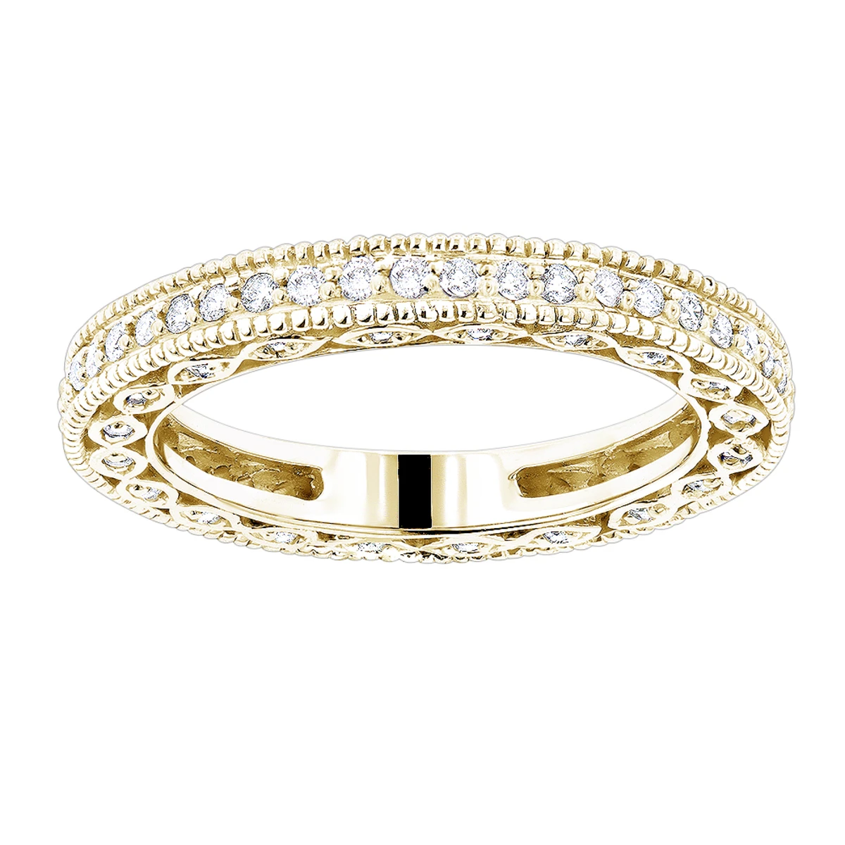 Thin 14K Yellow Gold Round Diamond Eternity Ring 0.63ct 3.4mm 1 Thin 14K Yellow Gold Round Diamond Eternity Ring 0.63ct 3.4mm