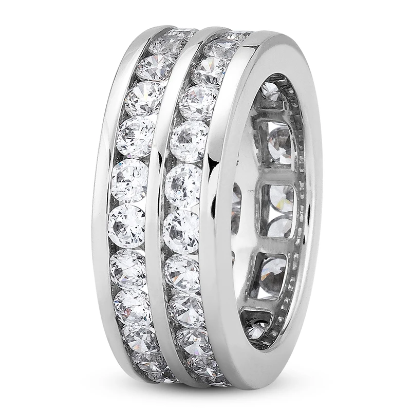 14K White Gold Round Diamond Eternity Ring 3.08ct 4 14K White Gold Round Diamond Eternity Ring 3.08ct - Image 4