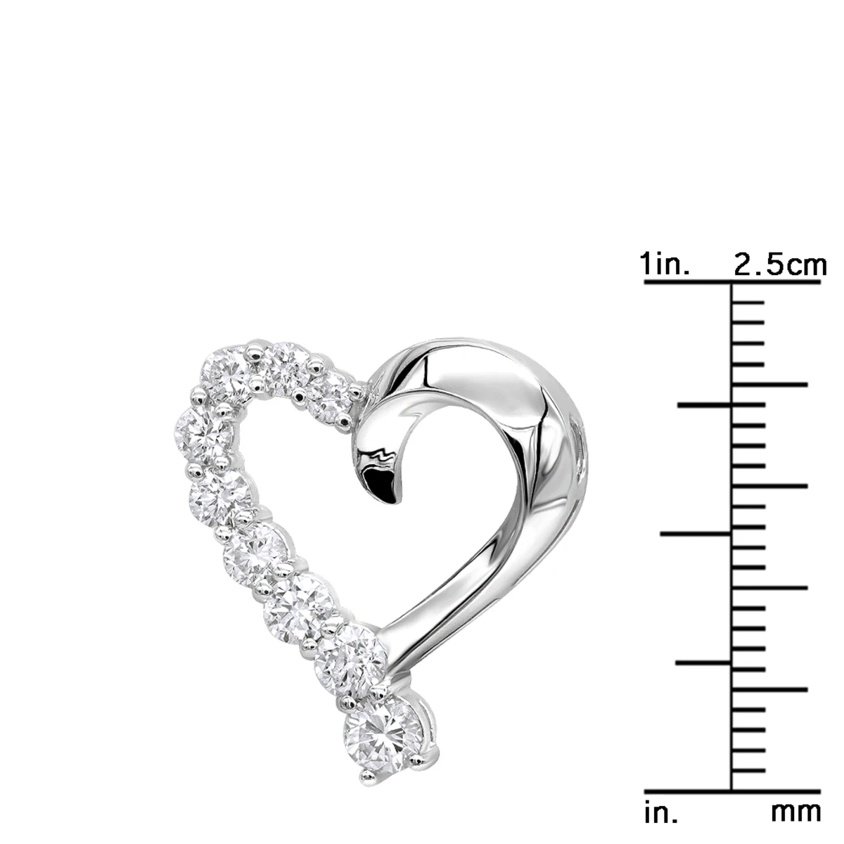 14K White Gold Round Diamond Floating Heart Pendant 1.50ct 5 14K White Gold Round Diamond Floating Heart Pendant 1.50ct - Image 5