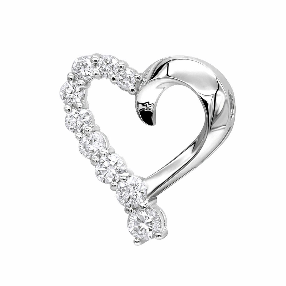 14K White Gold Round Diamond Floating Heart Pendant 1.50ct 1 14K White Gold Round Diamond Floating Heart Pendant 1.50ct