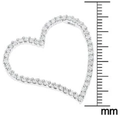14K White Gold 1 Carat Round Diamond Floating Heart Pendant By Luxurman -Luxurman 14k gold round diamond floating heart pendant 1ct p 27699 rulerwh