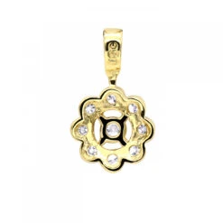 14K Yellow Gold Round Diamond Flower Pendant For Women 9 Stones 0.34ct -Luxurman 14k gold round diamond flower pendant 034ct p 27284 backye