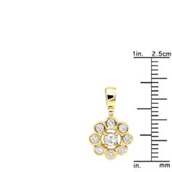 14K Yellow Gold Round Diamond Flower Pendant For Women 9 Stones 0.34ct -Luxurman 14k gold round diamond flower pendant 034ct p 27284 rulerye