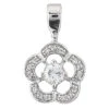 14K White Gold Round Diamond Flower Pendant 0.50ct 13mm