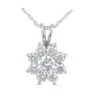 14K White Gold Round Diamond Flower Pendant 0.65ct