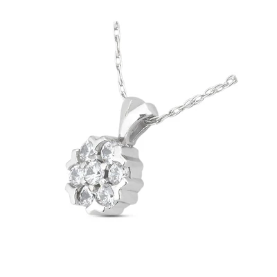 14K White Gold Round Diamond Flower Pendant 0.70ct 10mm 2 14K White Gold Round Diamond Flower Pendant 0.70ct 10mm - Image 2
