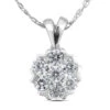 14K White Gold Round Diamond Flower Pendant 0.70ct 10mm