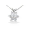 14K White Gold Round Diamond Flower Pendant 0.80ct