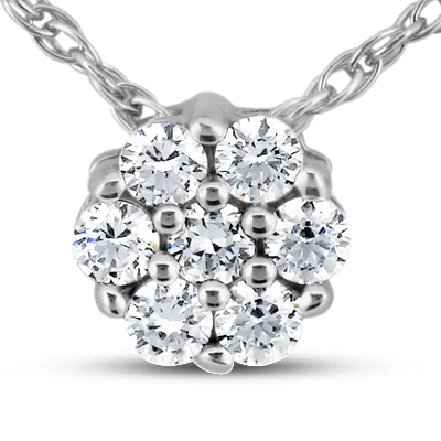 14K White Gold Round Diamond Flower Pendant 1.05ct 1 14K White Gold Round Diamond Flower Pendant 1.05ct