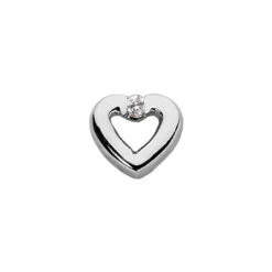 14K White Gold Round Diamond Heart Necklace 0.07ct