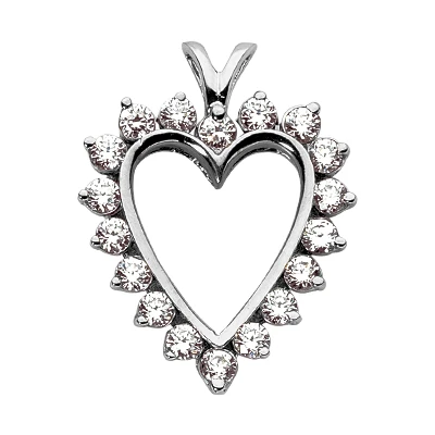 14K White Gold Round Diamond Heart Necklace 1.44ct 1 14K White Gold Round Diamond Heart Necklace 1.44ct