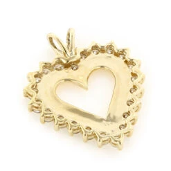 14K Yellow Gold Round Diamond Heart Necklace 2.64ct -Luxurman 14k gold round diamond heart necklace 264ct p 27747 backye