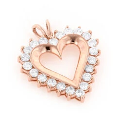 14K Yellow Gold Round Diamond Heart Necklace 2.64ct -Luxurman 14k gold round diamond heart necklace 264ct p 27747 ro