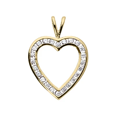 14K White Gold Bezel Set Round Diamonds Heart Pendant 0.48ct 2 14K White Gold Bezel Set Round Diamonds Heart Pendant 0.48ct - Image 2