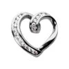 14K White Gold Round Diamond Heart Pendant 0.58ct