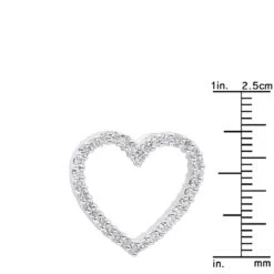 14K White Gold Round Diamond Heart Pendant 0.68ct 22.2mm -Luxurman 14k gold round diamond heart pendant 068ct p 27681 rulerwh 20200306