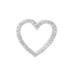 14K White Gold Round Diamond Heart Pendant 0.68ct 22.2mm