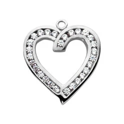 14K White Gold Open Heart Pendant 0.90ct Round Diamonds
